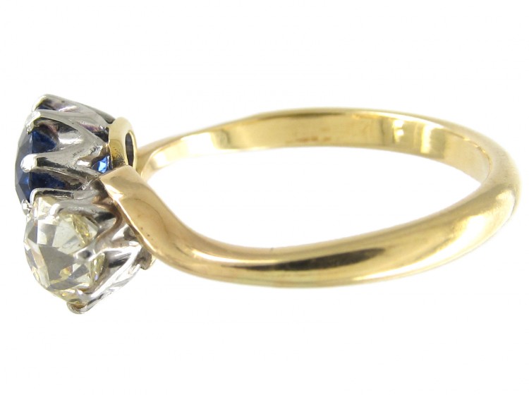 Sapphire & Diamond Crossover Ring