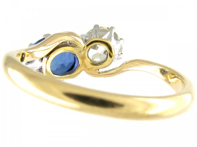 Sapphire & Diamond Crossover Ring