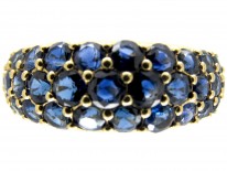 Burma Sapphire Bombe Pavé Set Gold Ring