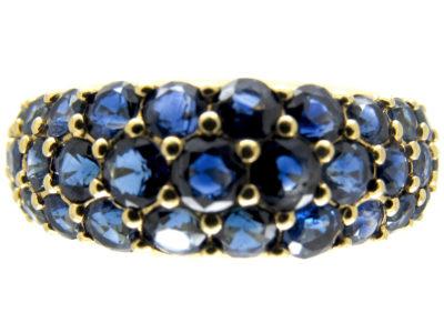 Burma Sapphire Bombe Pavé Set Gold Ring