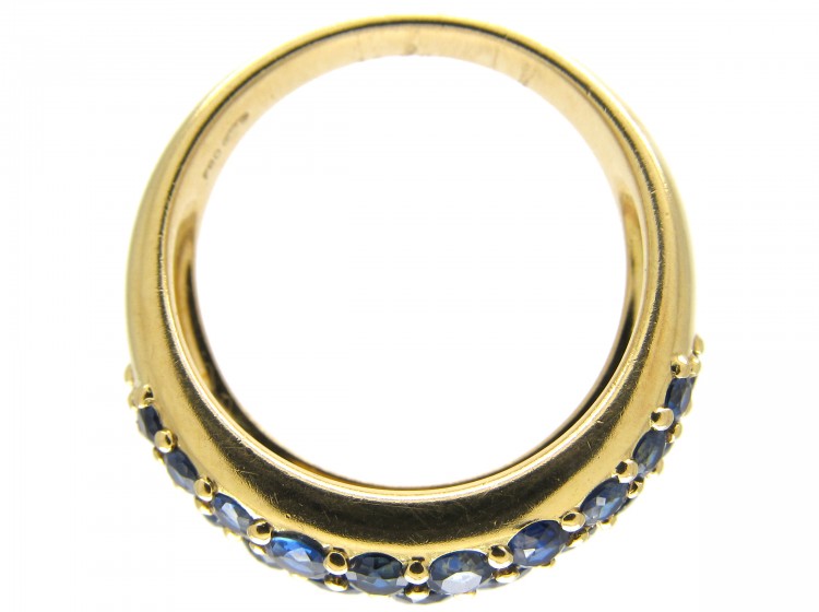 Burma Sapphire Bombe Pavé Set Gold Ring