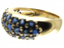 Burma Sapphire Bombe Pavé Set Gold Ring