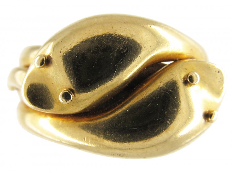 Edwardian 18ct Gold Double Snake Ring