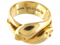 Edwardian 18ct Gold Double Snake Ring