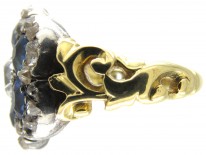 Large Victorian Rose Diamond & Sapphire Cluster Ring