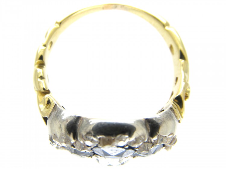 Large Victorian Rose Diamond & Sapphire Cluster Ring