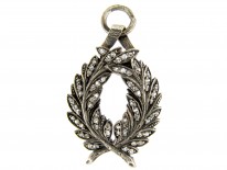 Diamond Set Silver Laurel Leaves Charm