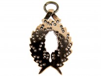 Diamond Set Silver Laurel Leaves Charm