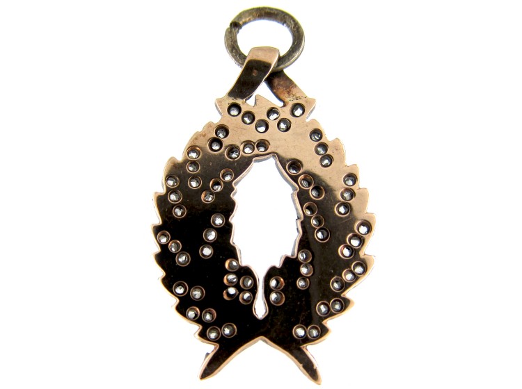 Diamond Set Silver Laurel Leaves Charm