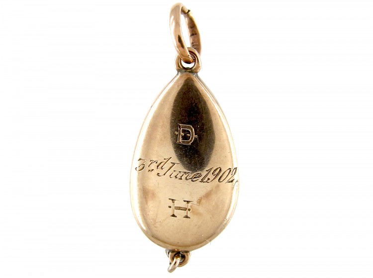 Edwardian Mother of Pearl & Diamond 'D' Pendant Charm