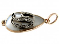 Edwardian Mother of Pearl & Diamond 'D' Pendant Charm