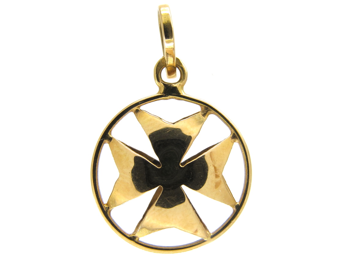 Gold Maltese Cross Pendant Charm (113E) | The Antique Jewellery Company
