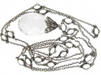 Arts & Crafts Rock Crystal & Silver Long Pendant Necklace by Bernard Instone