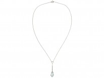 Art Deco Diamond & Aquamarine Pendant in Original Case