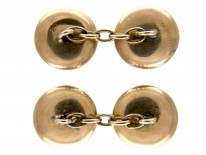 9ct Gold Mother of Pearl & Blue Enamel Cufflinks