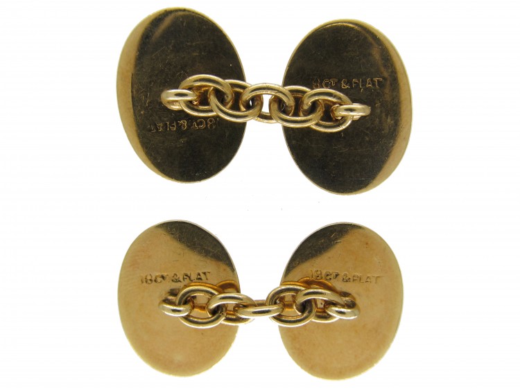 18ct & Platinum Oval Cufflinks