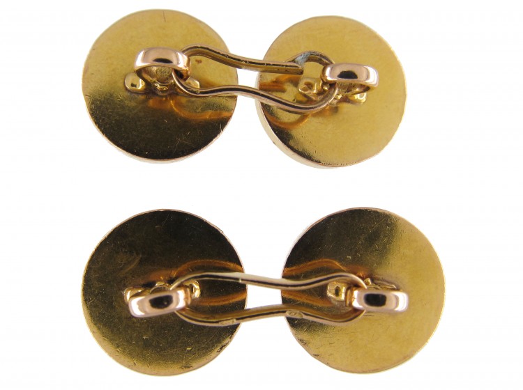 French Art Deco 18ct gold Cufflinks set with Sapphires