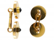 French Art Deco 18ct gold Cufflinks set with Sapphires