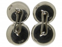 Art Deco 14ct White Gold & Platinum, Onyx & Natural Pearl Cufflinks