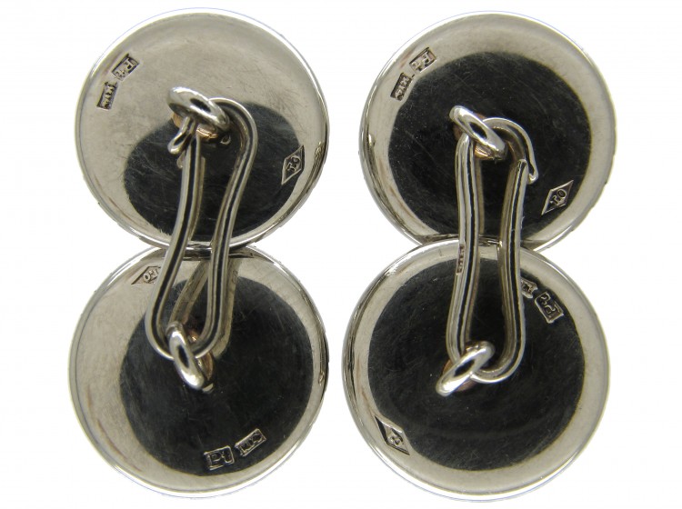 Art Deco 14ct White Gold & Platinum, Onyx & Natural Pearl Cufflinks