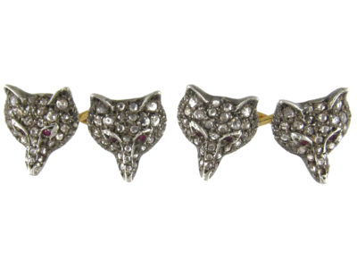Diamond Fox Head Cufflinks