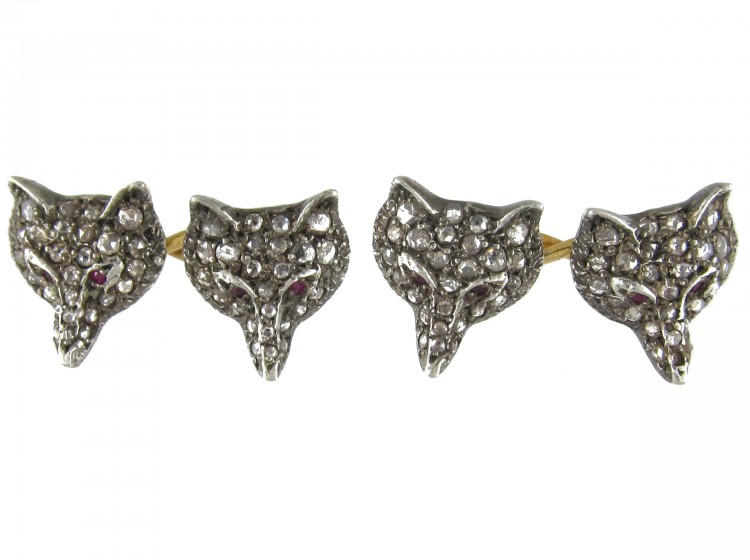 Diamond Fox Head Cufflinks