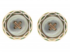 Set of Six Gold & Enamel Buttons in Original Case