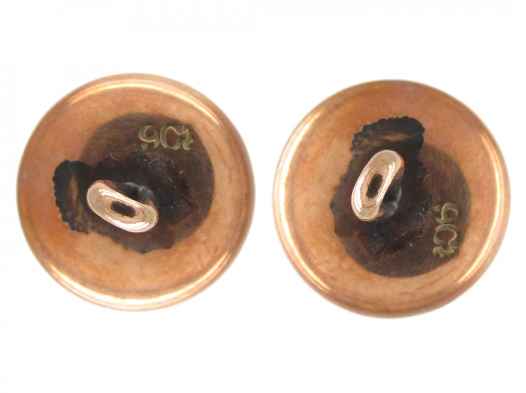 Set of Six Gold & Enamel Buttons in Original Case