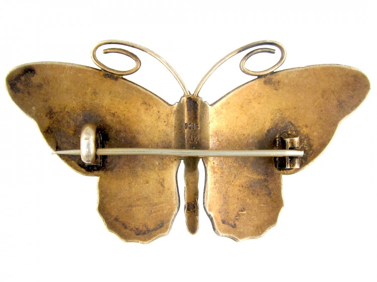 Silver Black & Yellow Butterfly Brooch
