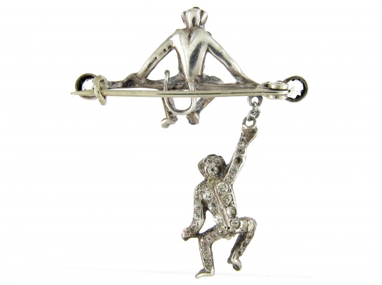 Monkey Silver & Paste Brooch