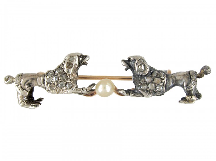 Diamond Set Dog Brooch