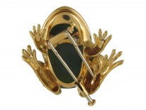 Nephrite Jade & Ruby Frog Brooch