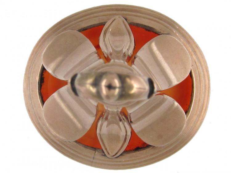 Large 9ct Gold Cased Georgian Seal with Carnelian Intaglio of a Greek Scholar