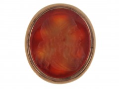 Large 9ct Gold Cased Georgian Seal with Carnelian Intaglio of a Greek Scholar