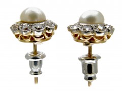 Diamond & Natural Pearl Earrings