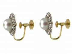 Pearl ​& Diamond Cluster Earrings