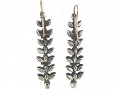 Georgian Silver & Paste Drop Leaf Motif Earrings