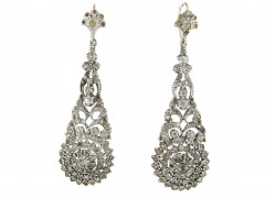 Long Drop Silver & Paste Edwardian Earrings