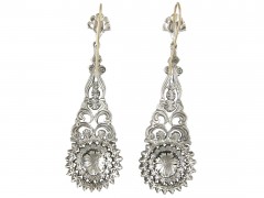 Long Drop Silver & Paste Edwardian Earrings