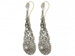 Long Drop Silver & Paste Edwardian Earrings