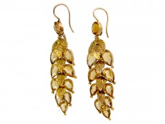 Georgian Gold Citrine Leaf Drop Earrings