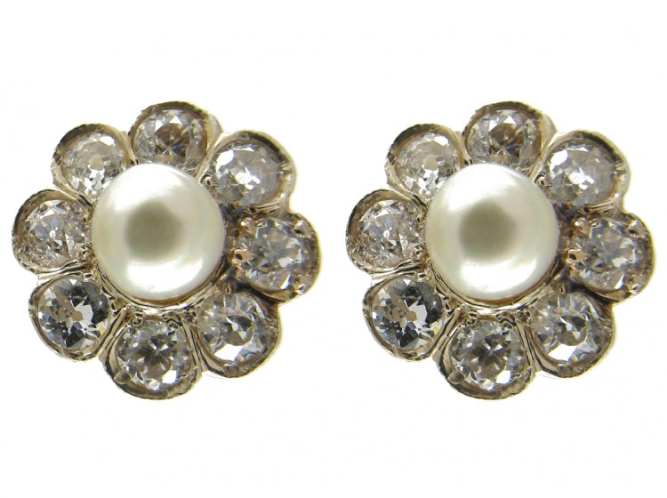 Pearl & Diamond Cluster Earstuds