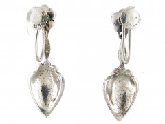 Silver, Marcasite & Blue enamel Art Deco Drop Earrings