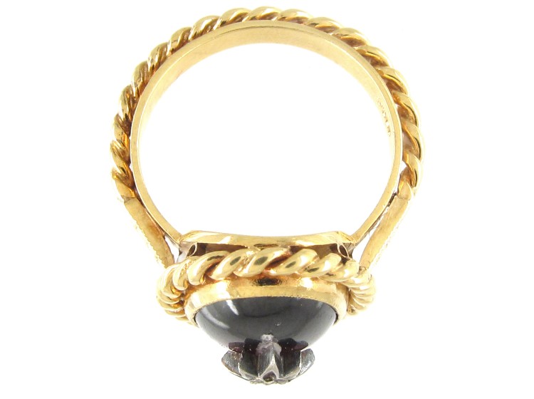 Victorian Cabochon Garnet & Diamond Ring