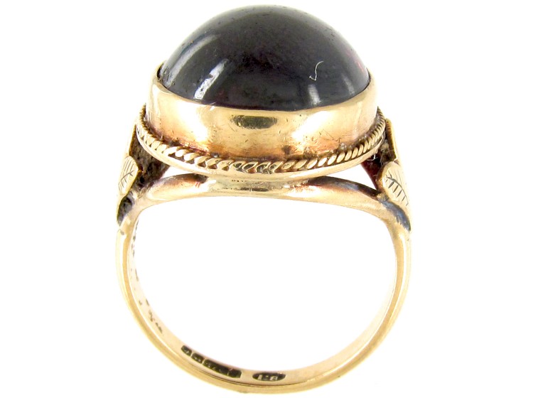 Cabochon Garnet 9ct Gold Edwardian Ring