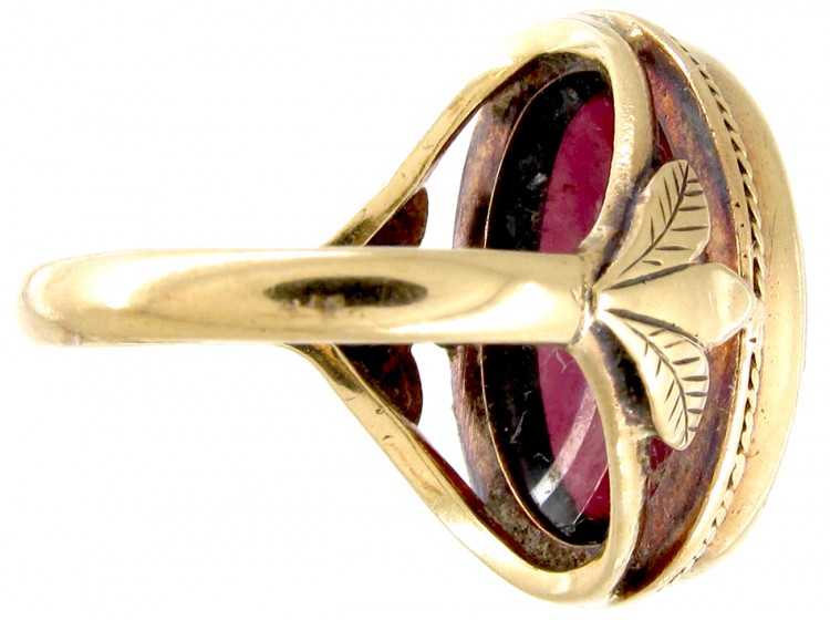 Cabochon Garnet 9ct Gold Edwardian Ring