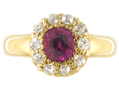 Edwardian Ruby & Diamond Cluster Ring