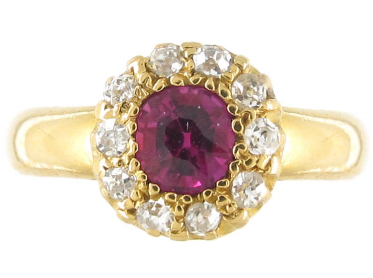 Edwardian Ruby & Diamond Cluster Ring