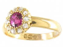 Edwardian Ruby & Diamond Cluster Ring