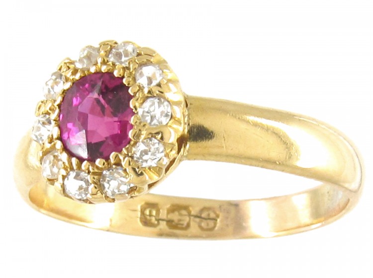 Edwardian Ruby & Diamond Cluster Ring